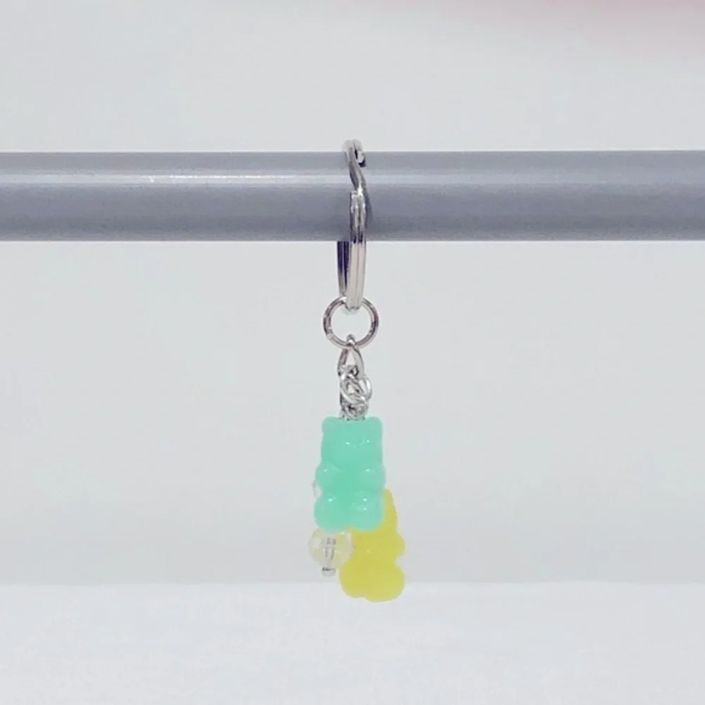 Pastel Green and Yellow Gummy Bear Keychain